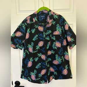 EUC Arizona Jean Co. Men’s Flex Woven Neon Button Down Short Sleeve Shirt Hawaii
